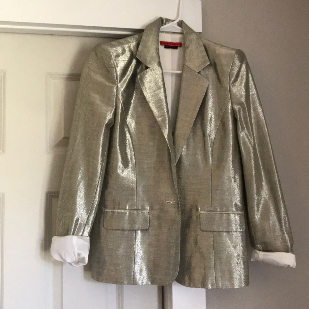 Alice + Olivia metallic blazer with shoulder pads